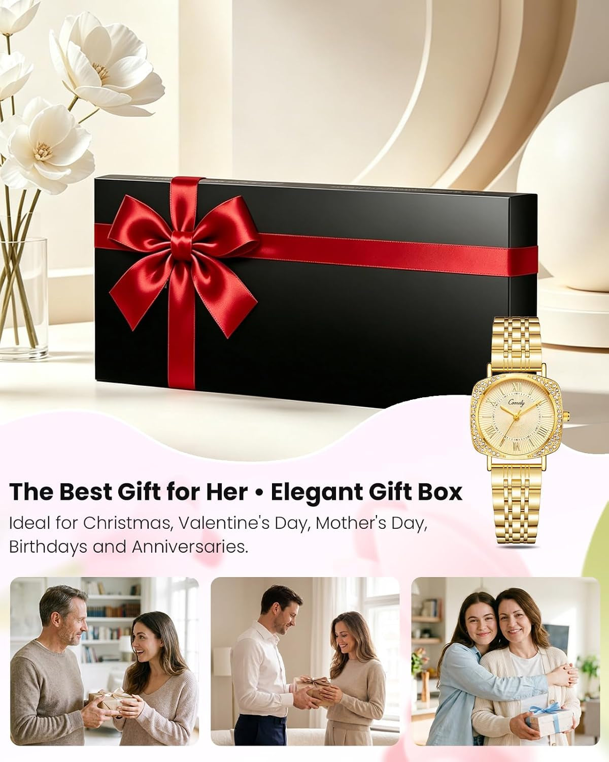 Montre Femme Doré Argent: Étanche Montres Avec Bracelet Acier Inoxydable - Analogique Montre Avec Lumineux Calendrier Ensemble Cadeau Pour Dames Fille