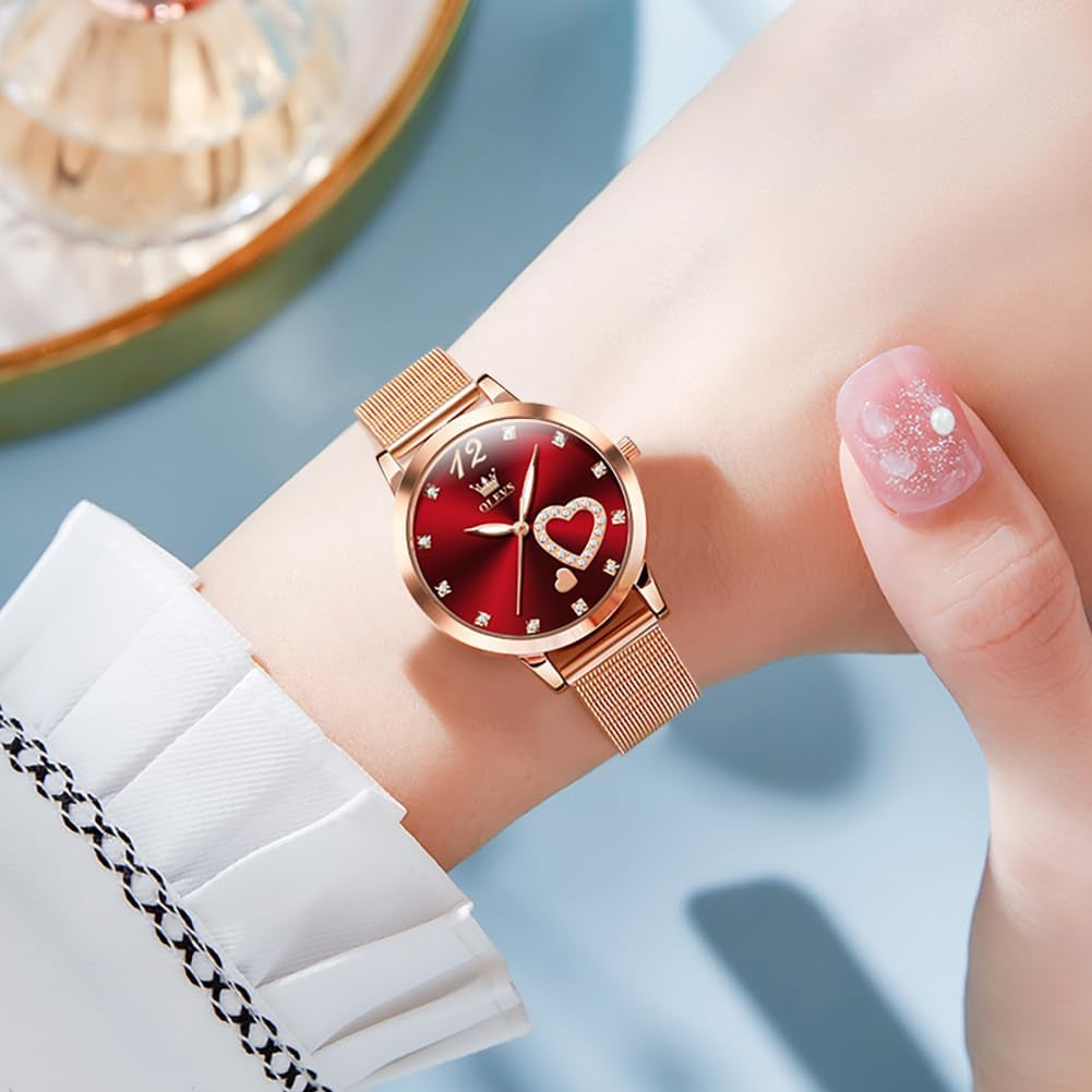 Womens Watch Gift Set Avec Bracelet Rose Gold Ladies Minimaliste Minimaliste Slim Robe Décontractée Analogique Montre À Quartz Imperméable