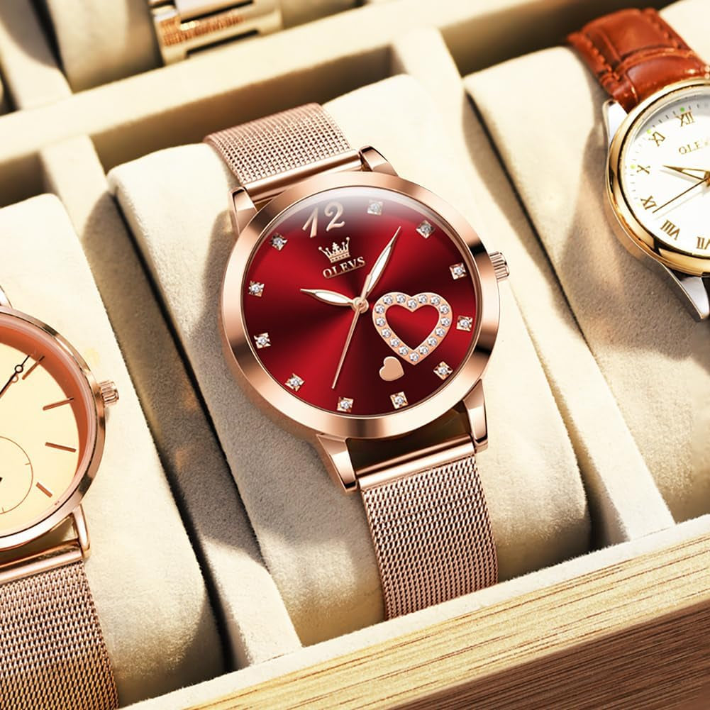 Womens Watch Gift Set Avec Bracelet Rose Gold Ladies Minimaliste Minimaliste Slim Robe Décontractée Analogique Montre À Quartz Imperméable