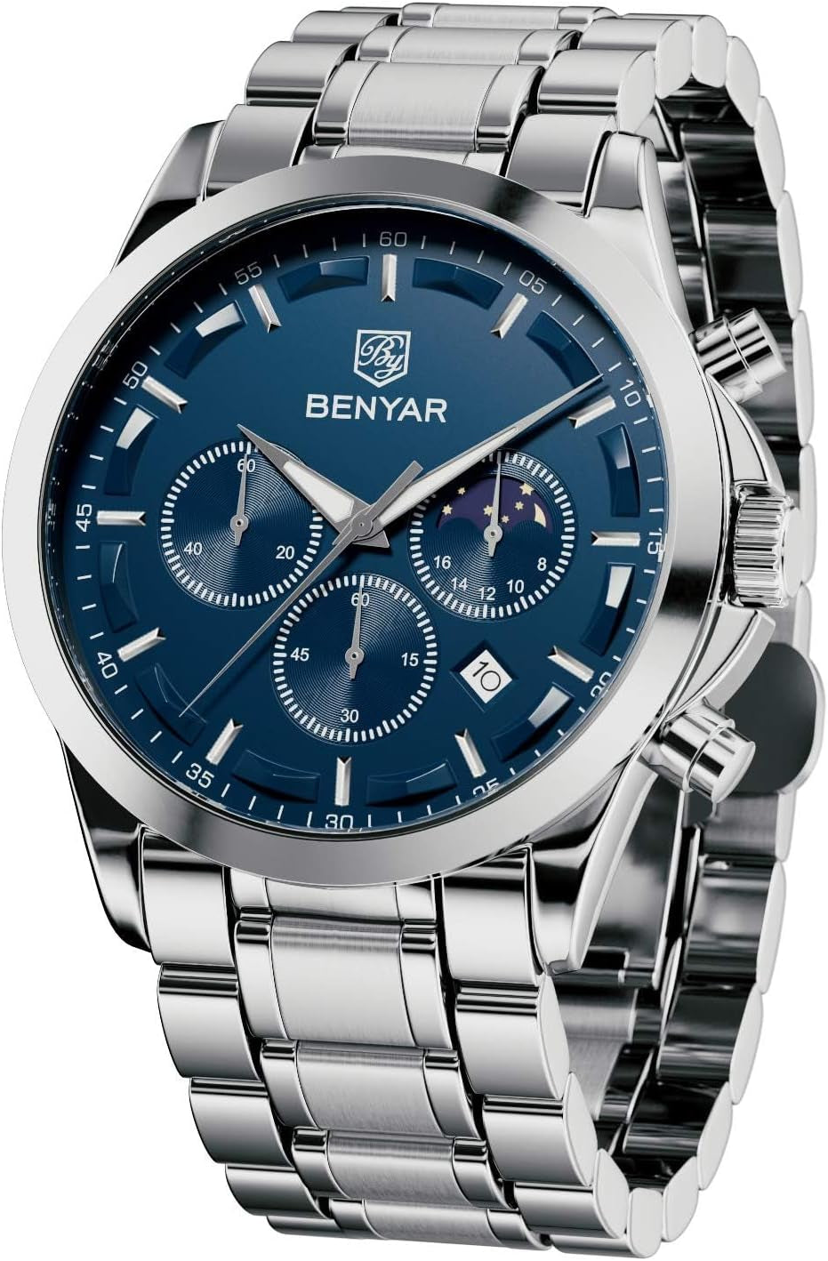 by Montre Homme Chronographe Etanche Lumineuses Date Grand Cadran Classique Mode Affaires Analogique Quartz Montres Cadeau Élégant Pour Hommes