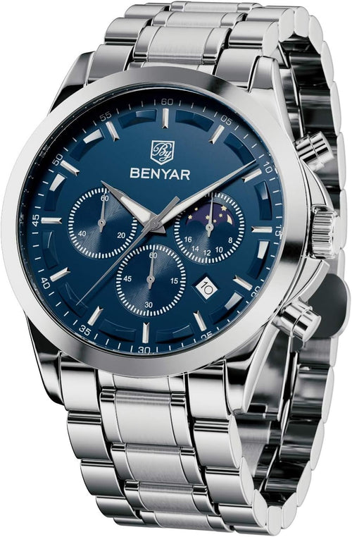 by Montre Homme Chronographe Etanche Lumineuses Date Grand Cadran Classique Mode Affaires Analogique Quartz Montres Cadeau Élégant Pour Hommes