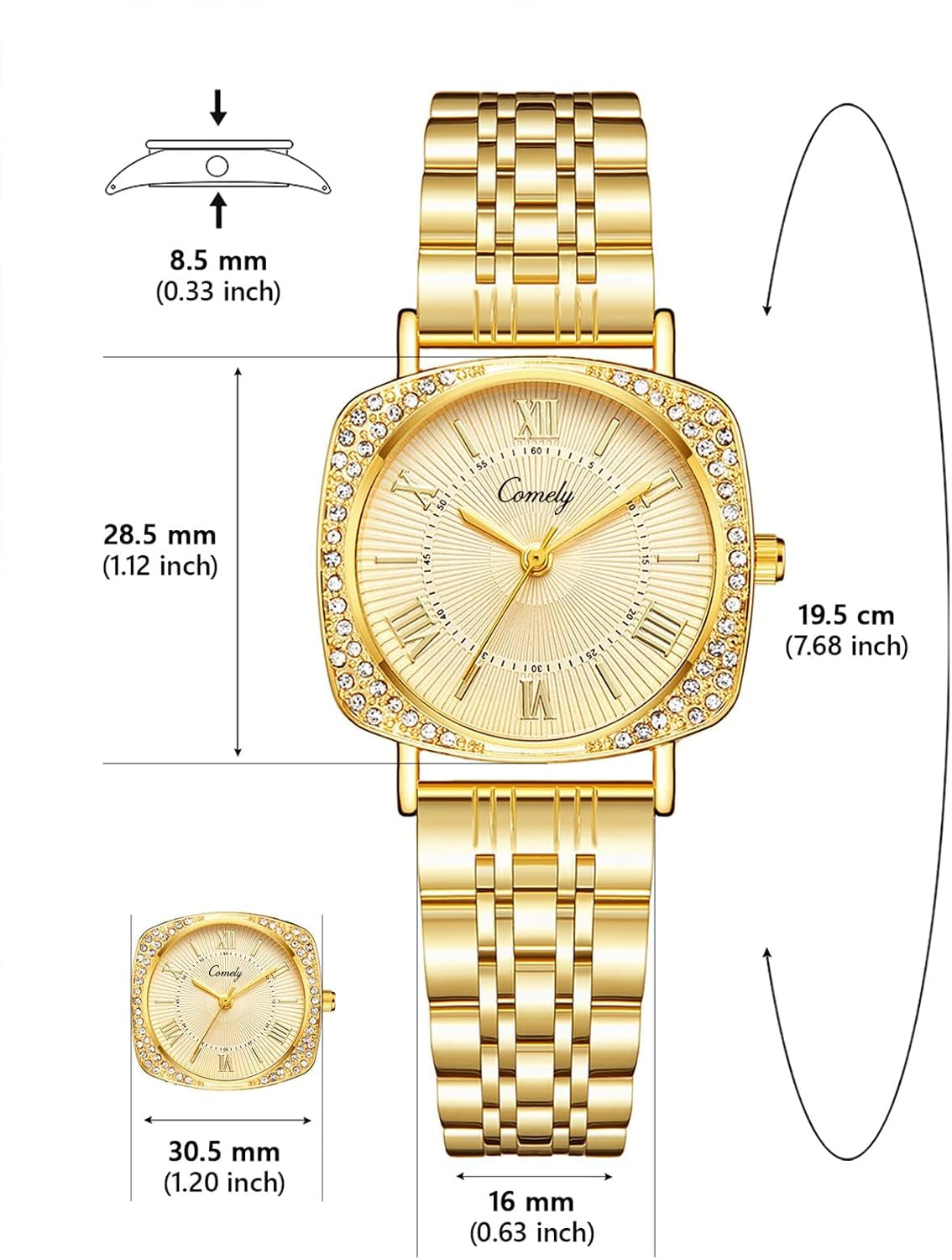 Montre Femme Doré Argent: Étanche Montres Avec Bracelet Acier Inoxydable - Analogique Montre Avec Lumineux Calendrier Ensemble Cadeau Pour Dames Fille