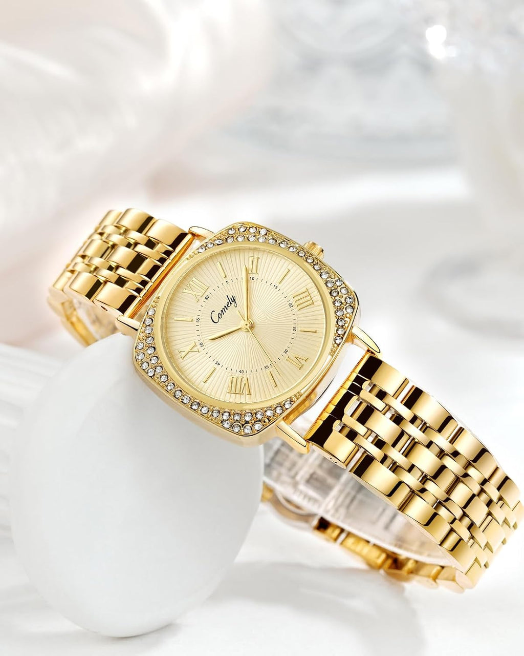 Montre Femme Doré Argent: Étanche Montres Avec Bracelet Acier Inoxydable - Analogique Montre Avec Lumineux Calendrier Ensemble Cadeau Pour Dames Fille