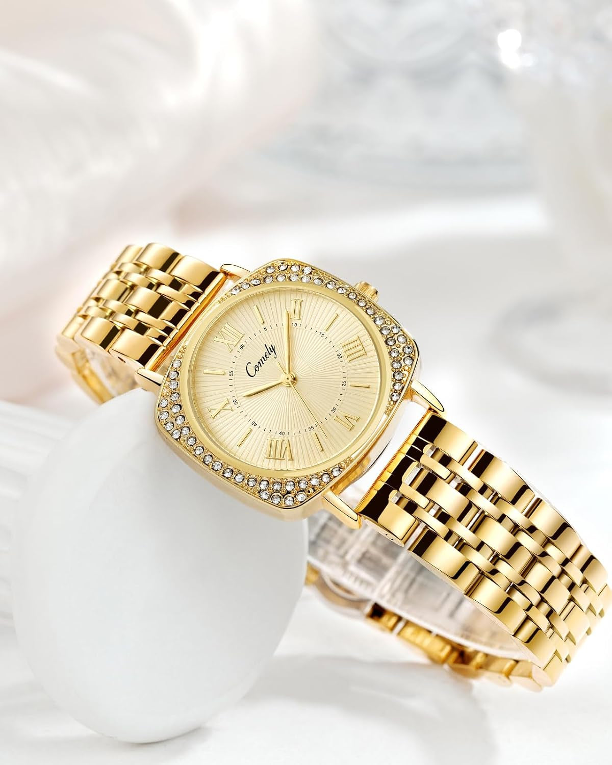 Montre Femme Doré Argent: Étanche Montres Avec Bracelet Acier Inoxydable - Analogique Montre Avec Lumineux Calendrier Ensemble Cadeau Pour Dames Fille