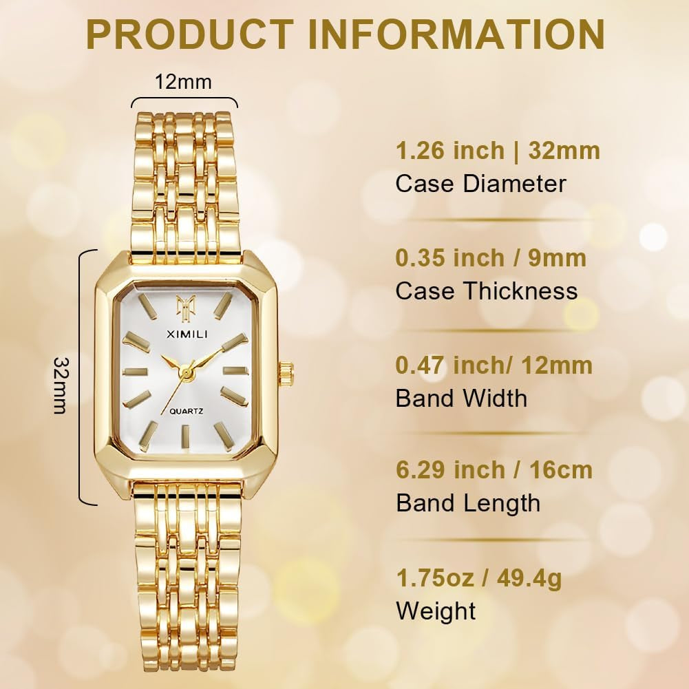 Montre Pour Femme, Montres Carrées De 32 Mm, Montre Analogique Quartz Avec Bracelet En Acier Inoxydable, Mouvement À Quartz Montre-Bracelet Élégant Minimaliste Pour Filles