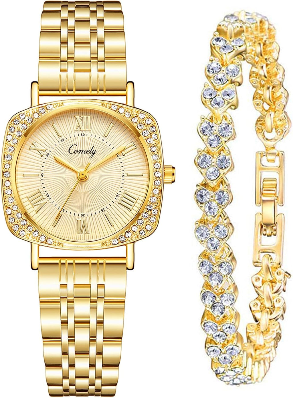 Montre Femme Doré Argent: Étanche Montres Avec Bracelet Acier Inoxydable - Analogique Montre Avec Lumineux Calendrier Ensemble Cadeau Pour Dames Fille