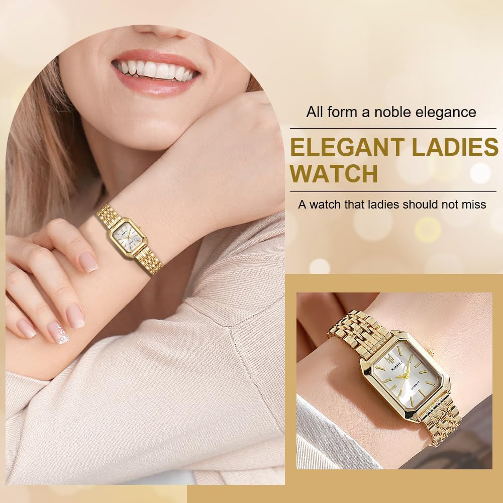 Montre Pour Femme, Montres Carrées De 32 Mm, Montre Analogique Quartz Avec Bracelet En Acier Inoxydable, Mouvement À Quartz Montre-Bracelet Élégant Minimaliste Pour Filles