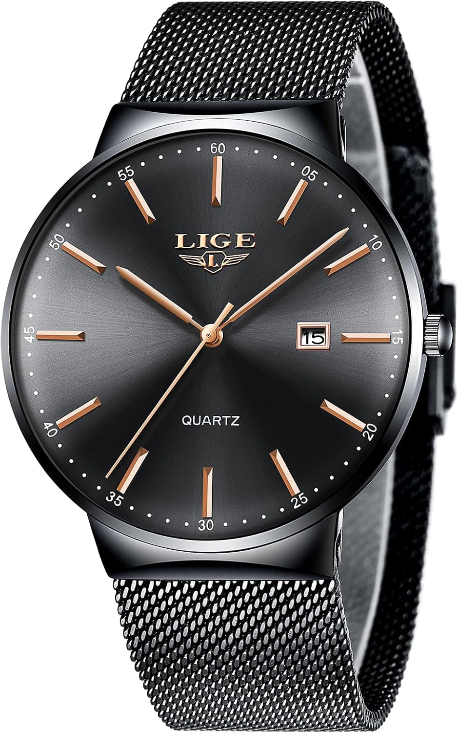 Montre Homme, Montres Bracelet Analogique Quartz, Grand Cadran Ultra-Mince, Bracelet Acier Inoxydable Étanche, Fonction Calendrier, Design Minimaliste Léger, Business Mode Casual Match